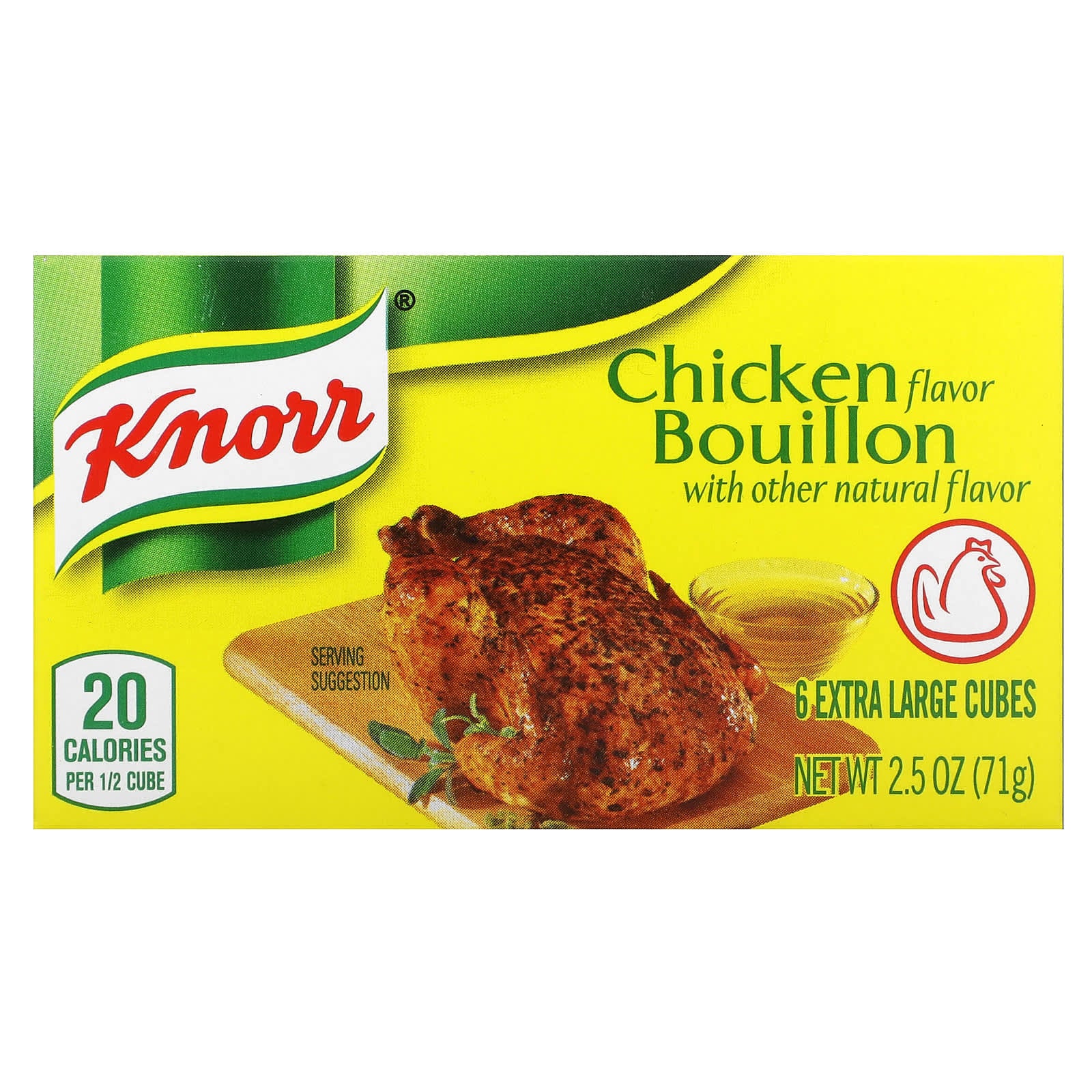 Knorr-Chicken Flavor Bouillon-6 Extra Large Cubes-2.5 oz (71 g)