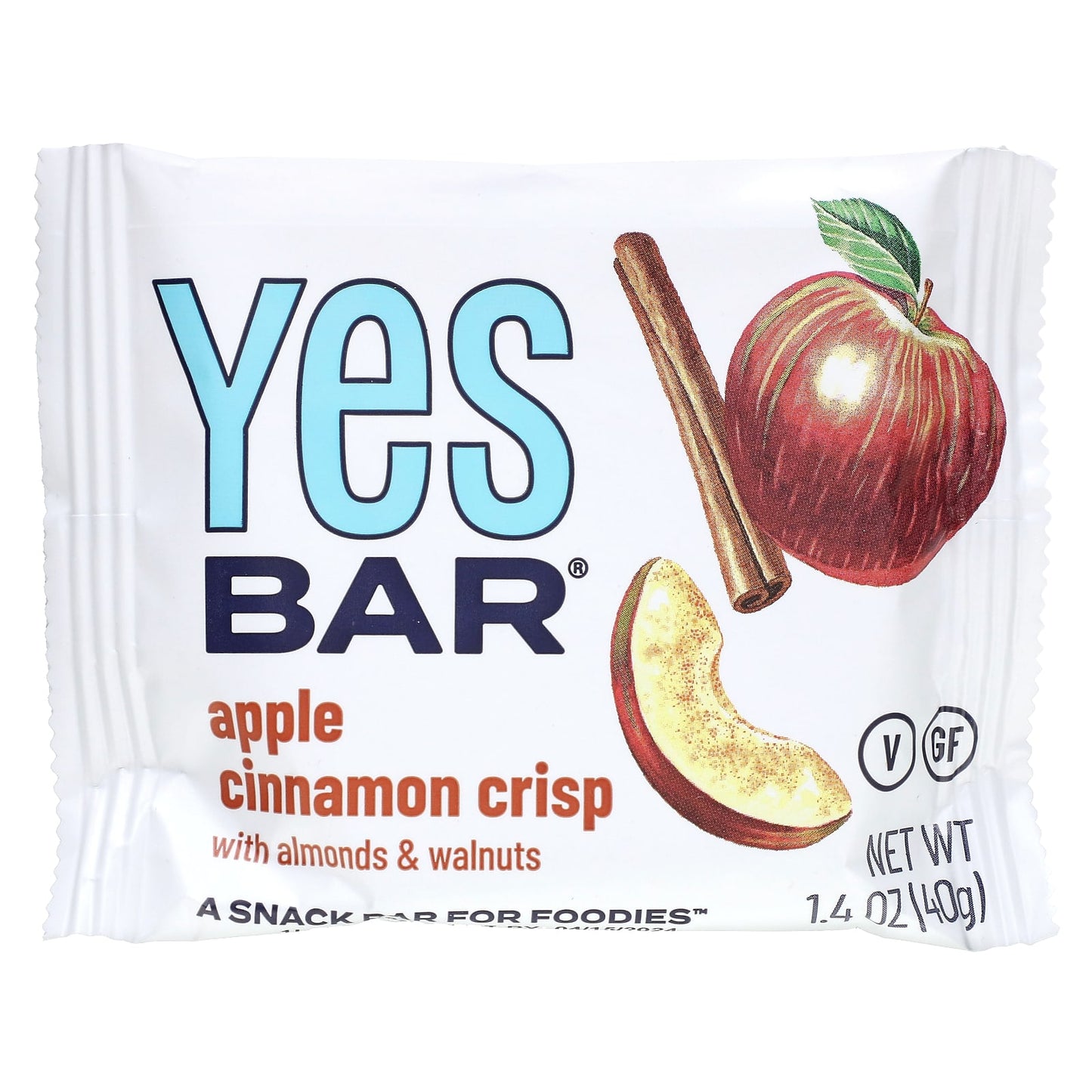 Yes Bar, Snack Bar, Apple Cinnamon Crisp, 6 Bars, 1.4 oz (40 g) Each