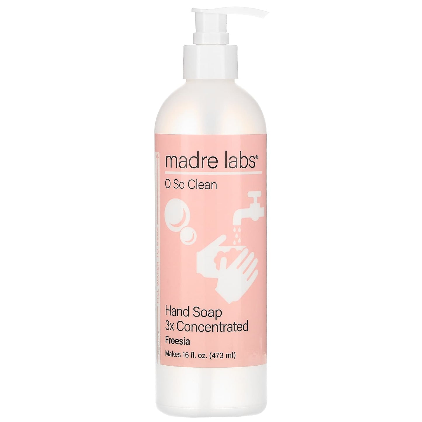 Madre Labs, Hand Soap, 3x Concentrate, Freesia, 1 Pouch + Reusable Bottle, 4 fl oz (118 ml)