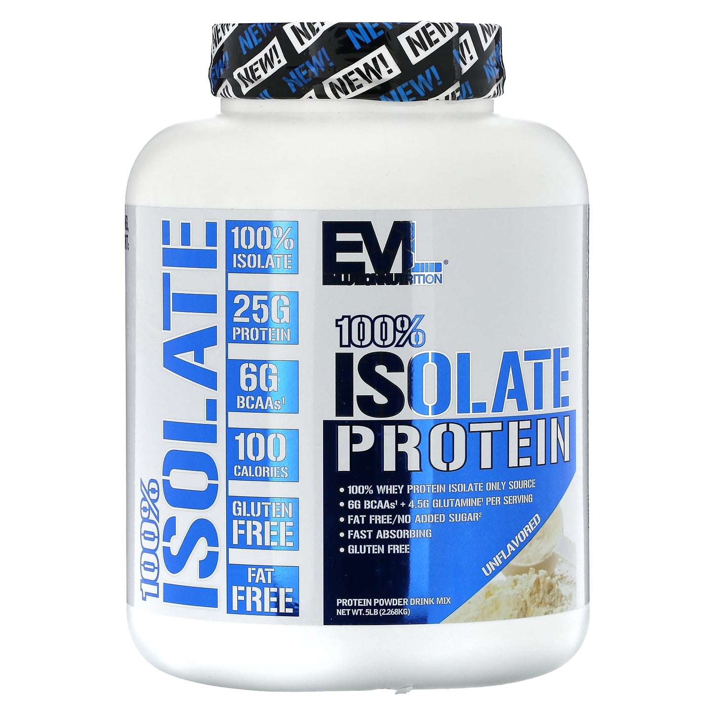 EVLution Nutrition-100% Isolate Protein-Unflavored-5 lbs (2,268 kg)