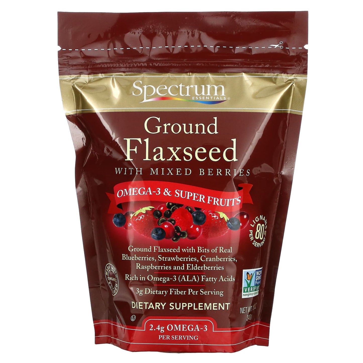 Spectrum Essentials-Ground Flaxseed with Mixed Berries-12 oz (340 g)