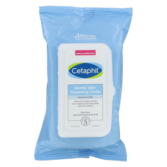 Cetaphil-Gentle Skin Cleansing Cloths-Sensitive Skin-Fragrance Free-25 Pre-Moistened Cloths