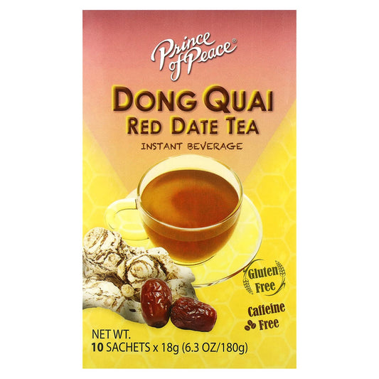 Prince of Peace-Instant Beverage-Dong Quai Red Date Tea-Caffeine Free-10 Sachets-6.3 oz (180 g)