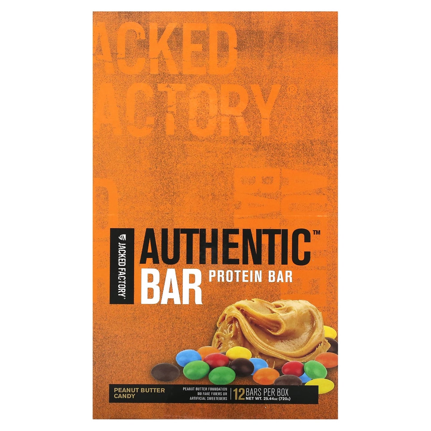 Jacked Factory-Authentic Bar-Protein Bar-Peanut Butter Candy-12 Bars-2.12 oz (60 g) Each