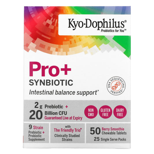 Kyolic-Kyo-Dophilus-Pro+Synbiotic- Berry Smoothie-20 Billion CFU-50 Chewable Tablets