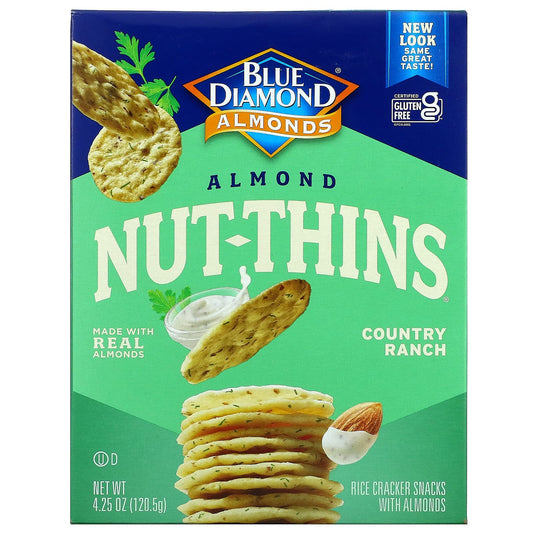 Blue Diamond-Almond Nut-Thins-Rice Cracker Snacks with Almonds-Country Ranch-4.25 oz (120.5 g)