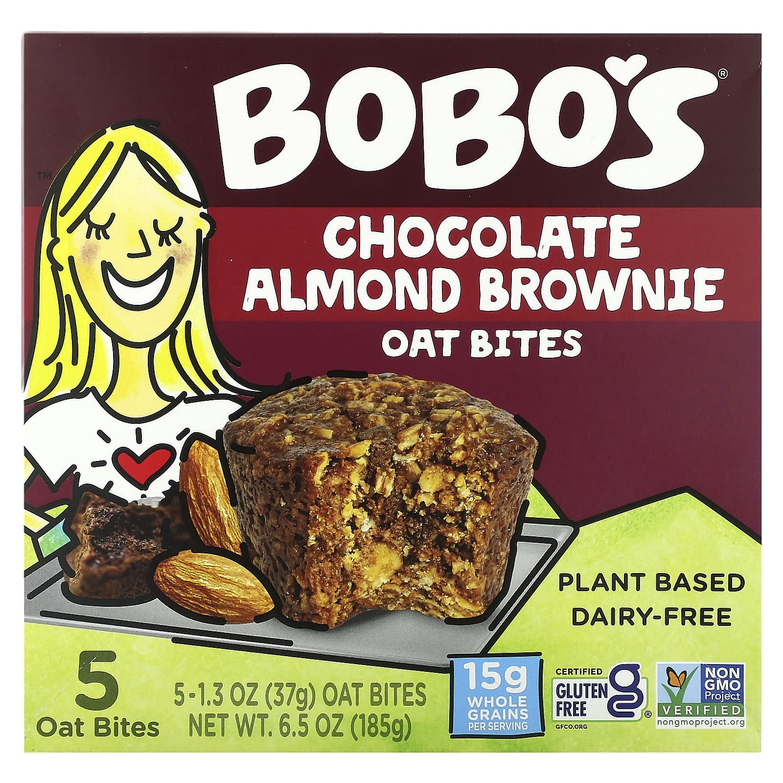 Bobo's Oat Bars-Chocolate Almond Brownie Oat Bites-5 Bites 1.3 oz (37 g) Each