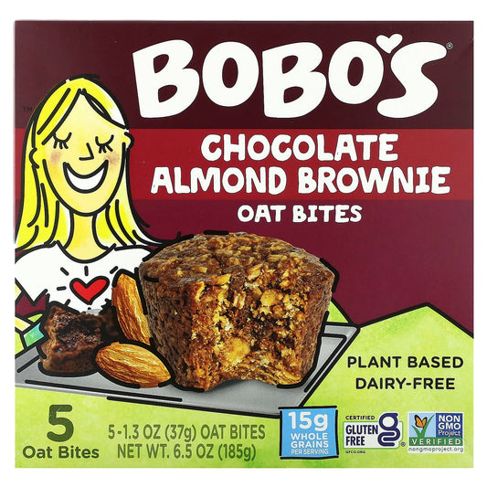 Bobo's Oat Bars-Chocolate Almond Brownie Oat Bites-5 Bites 1.3 oz (37 g) Each