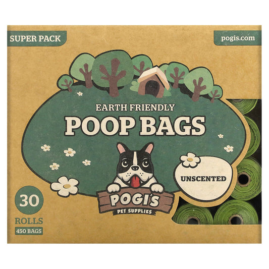 Pogi's Pet Supplies-Earth Friendly Poop Bags-Unscented-30 Rolls-450 Bags