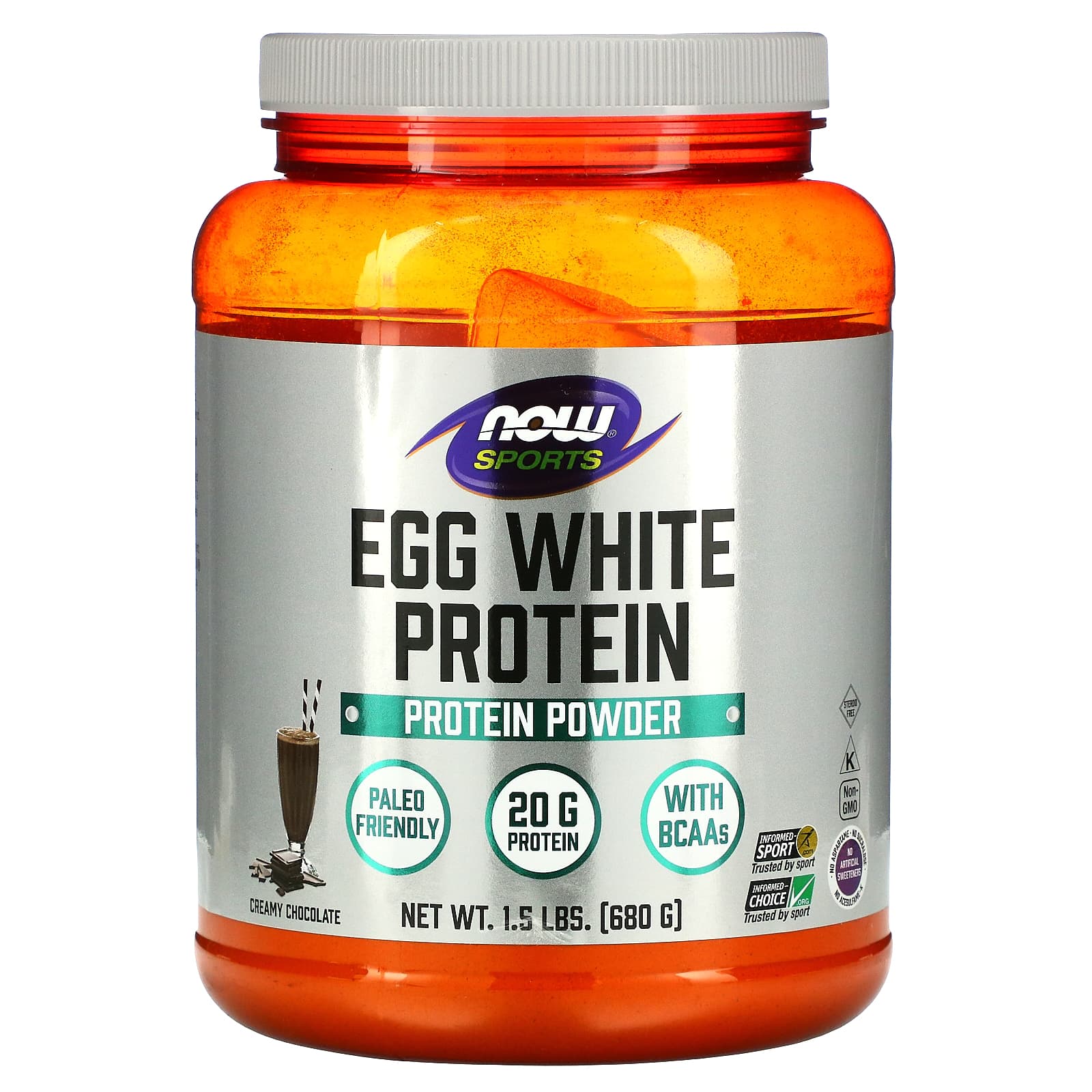 NOW Foods-Sports-Egg White Protein-Creamy Chocolate-1.5 lbs (680 g)