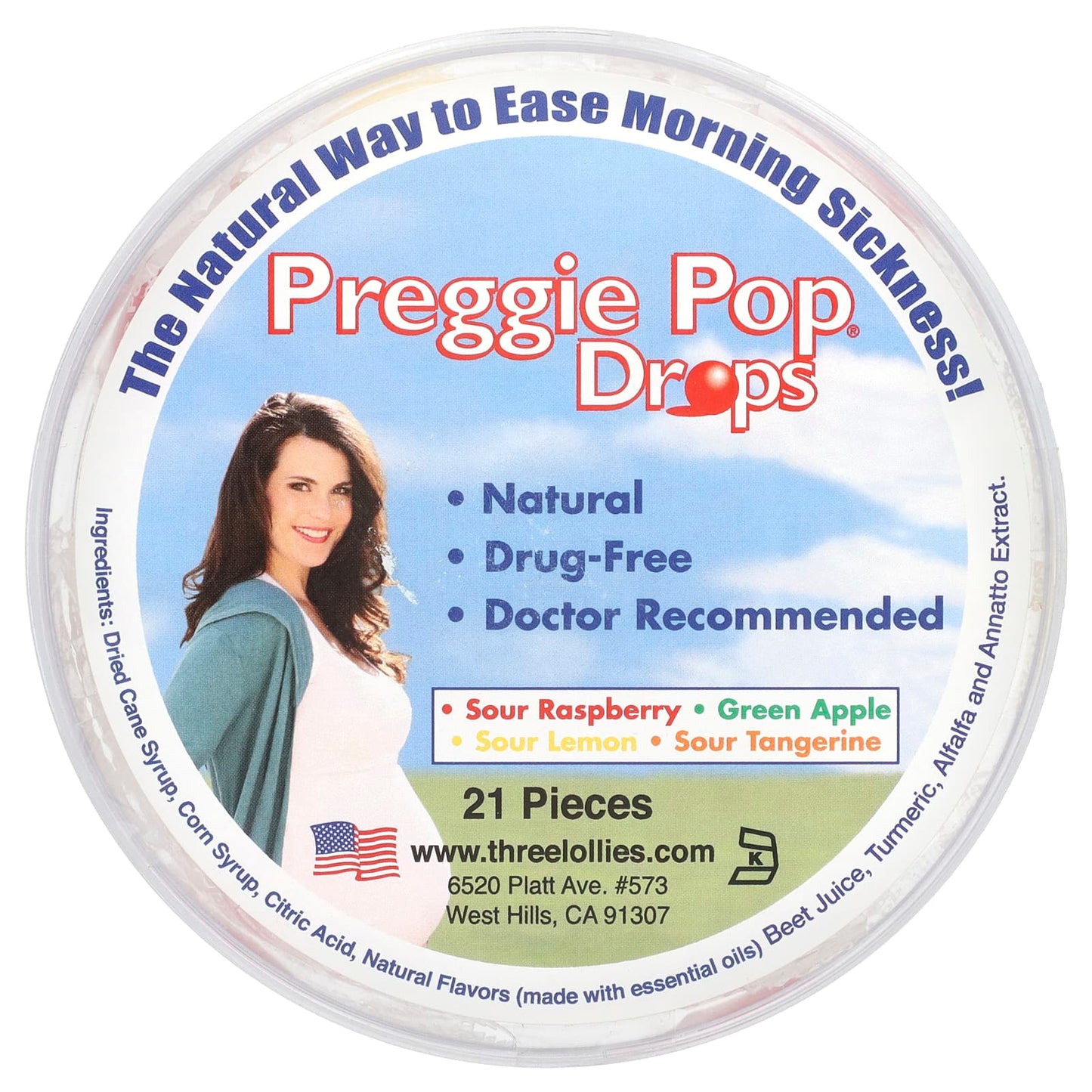 Preggie-Preggie Pop Drops-Sour Fruits-21 Pieces