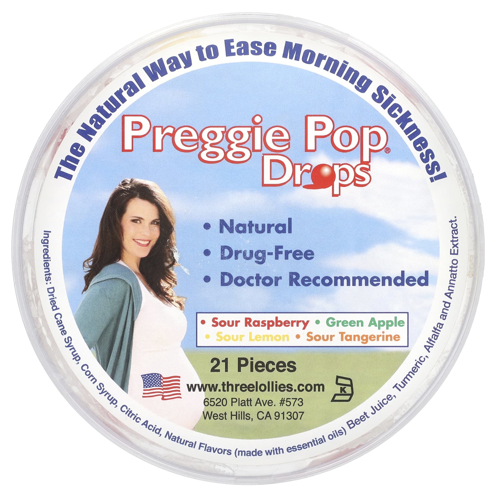 Preggie-Preggie Pop Drops-Sour Fruits-21 Pieces