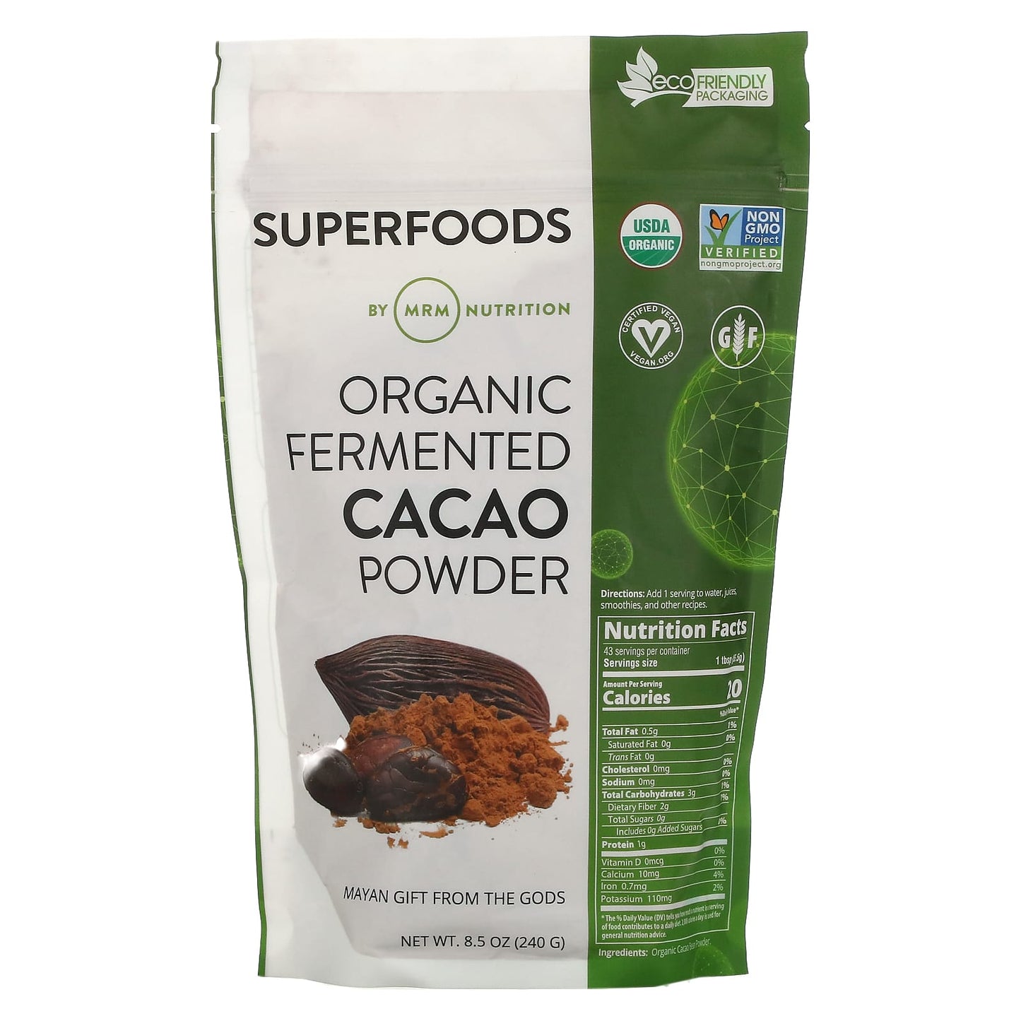 MRM Nutrition-Organic Fermented Cacao Powder-8.5 oz (240 g)