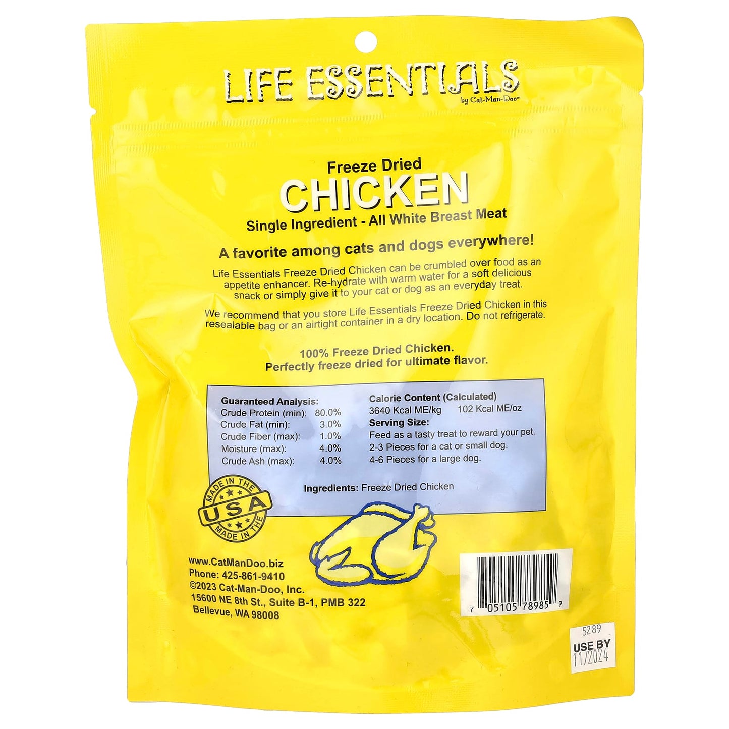 Cat-Man-Doo, Life Essentials, Freeze Dried Chicken, For Cats & Dogs, 5 oz (142 g)