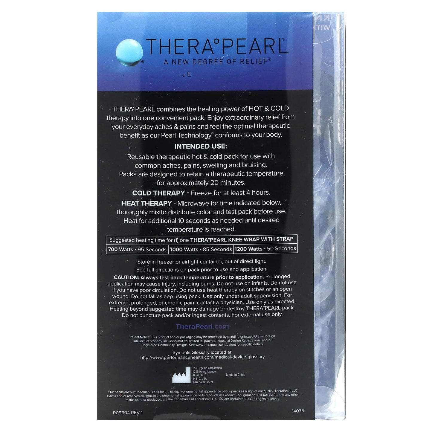 TheraPearl, Color Changing Hot + Cold Reusable Pack, Knee with Strap, 1 Wrap