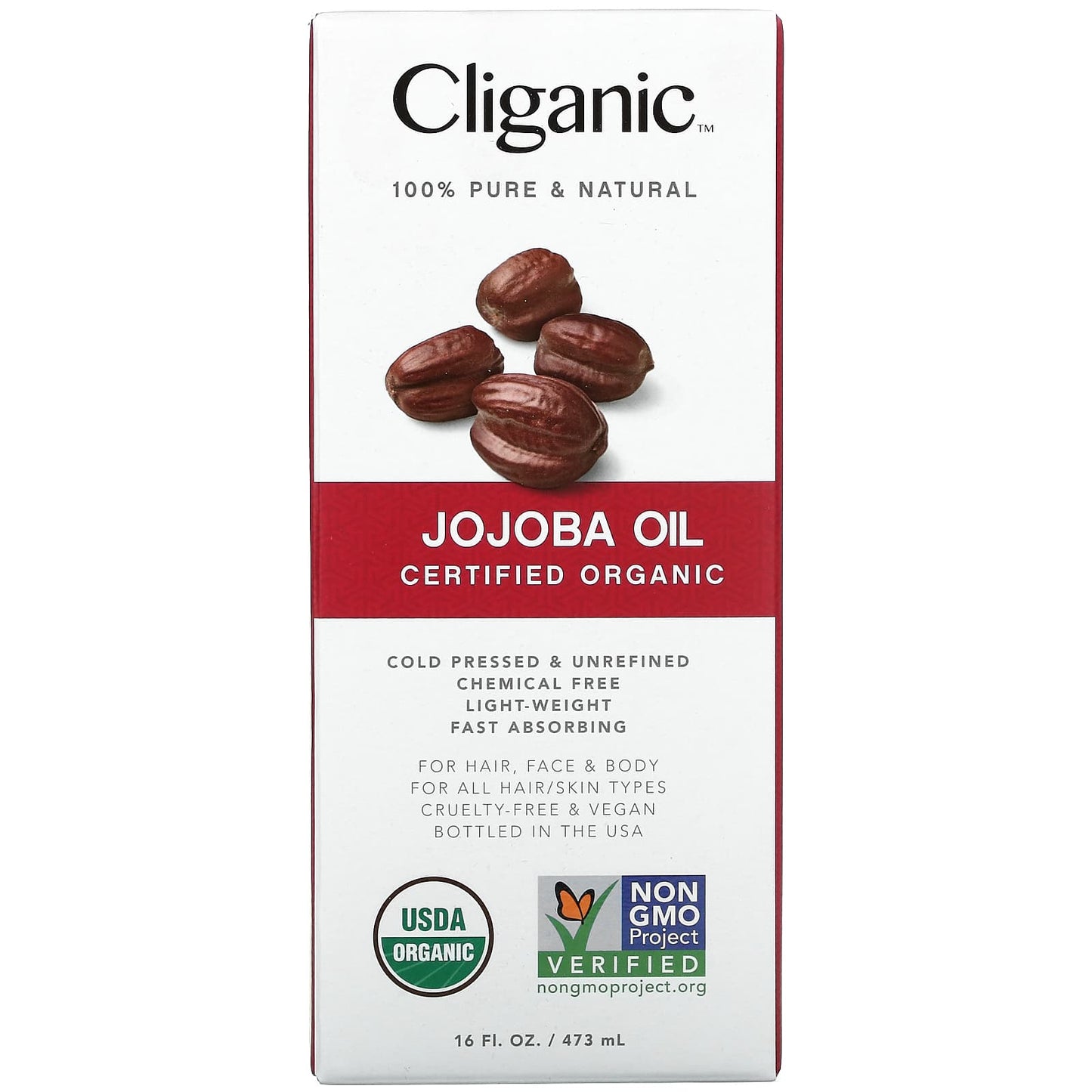 Cliganic, 100% Pure & Natural, Organic Jojoba Oil, 16 fl oz (473 ml)