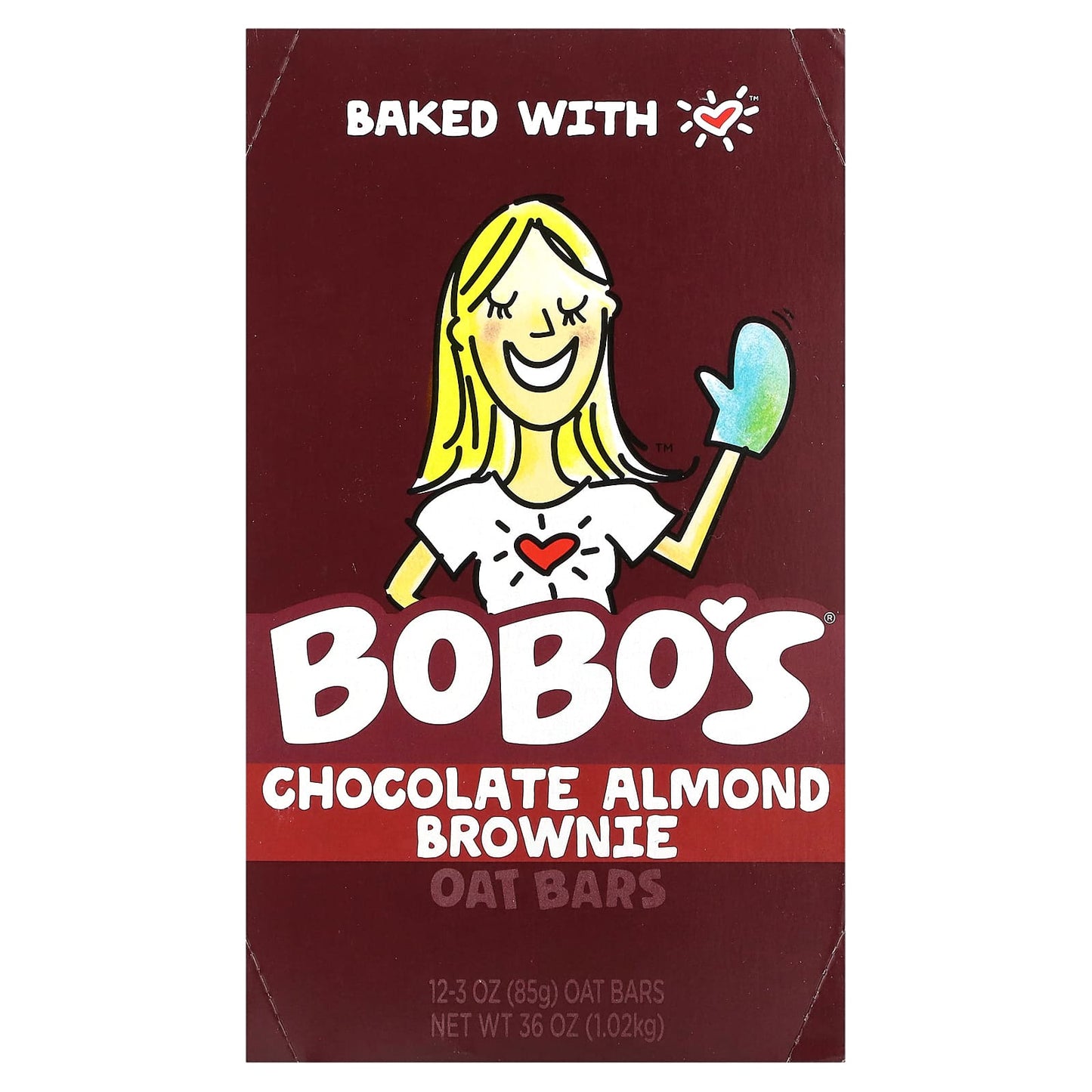 Bobo's Oat Bars-Chocolate Almond Brownie-12 Bars-3 oz (85 g) Each