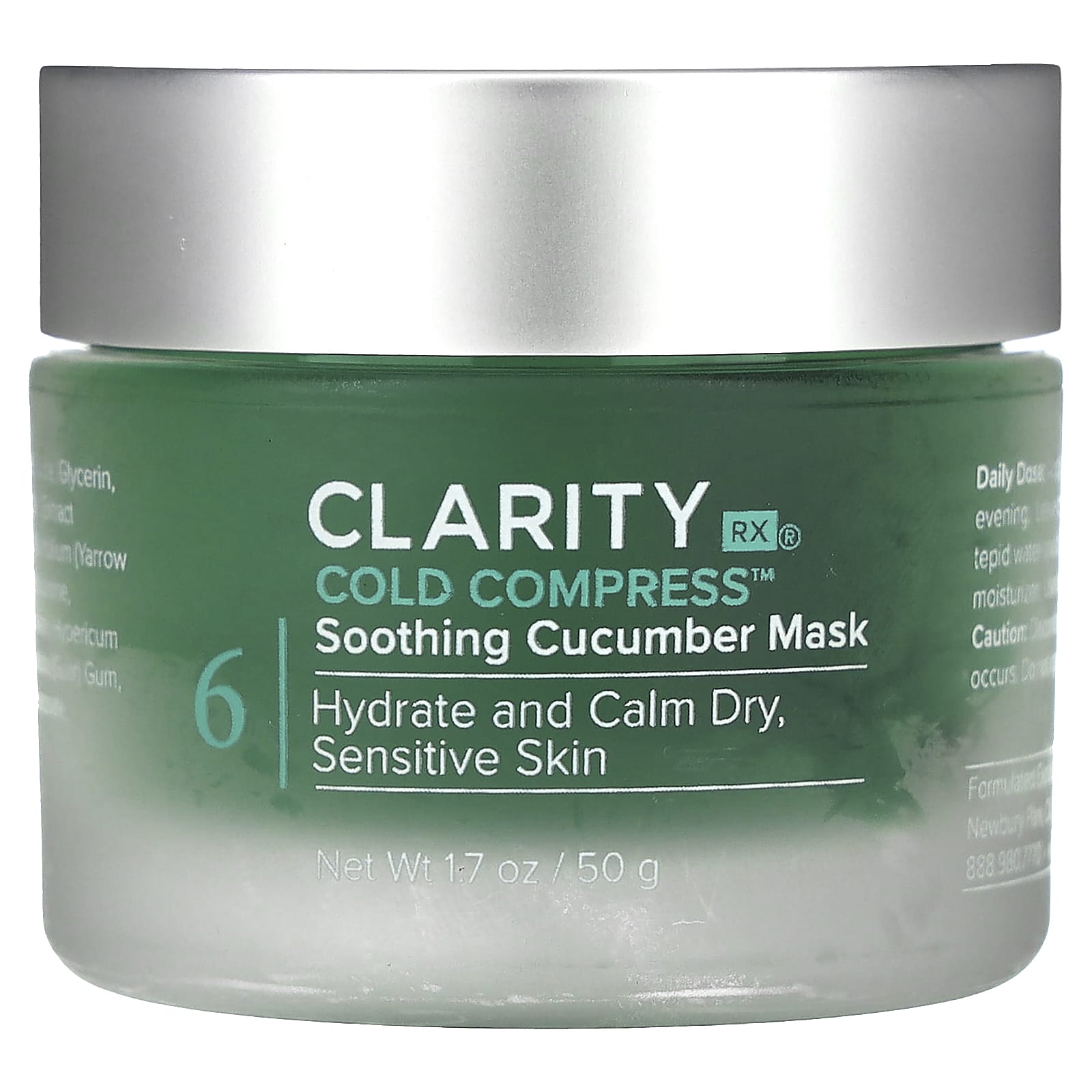 ClarityRx-Cold Compress Soothing Cucumber Mask -1.7 oz (50 g)