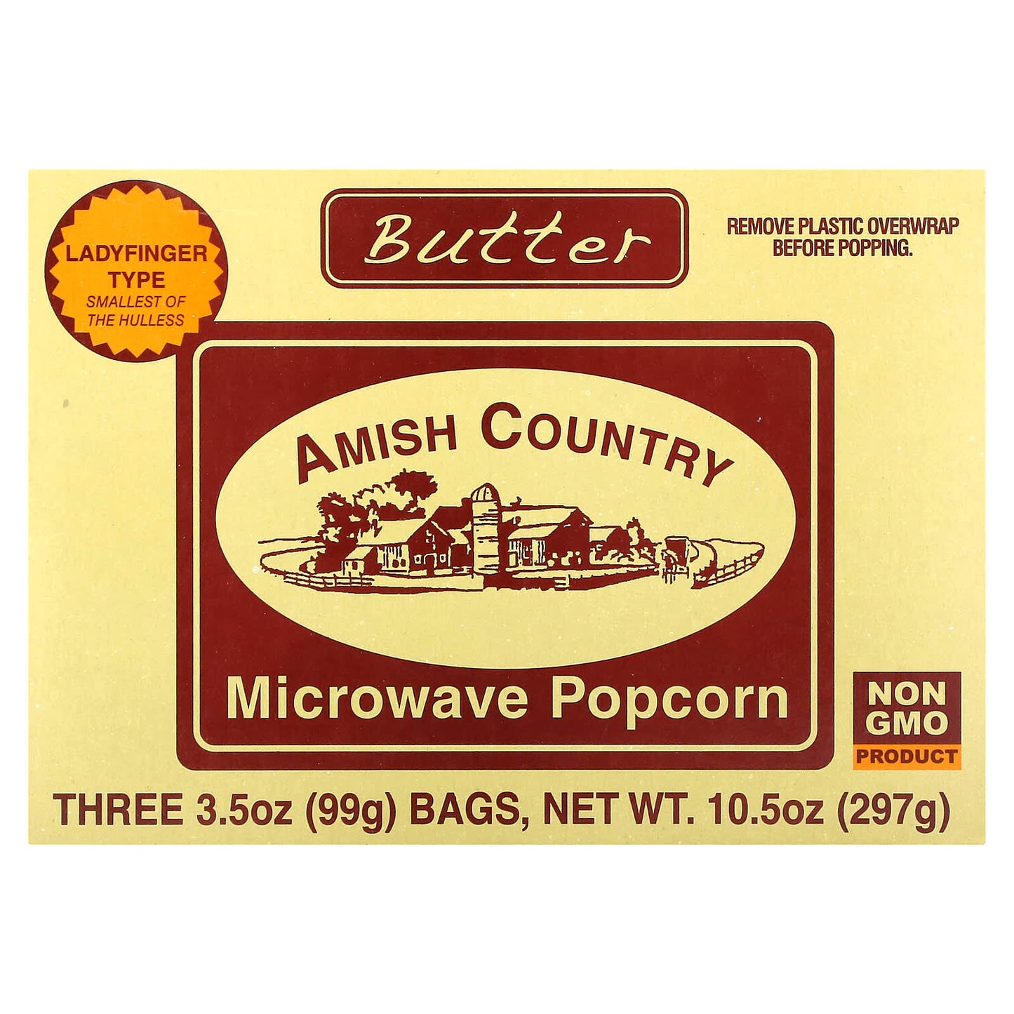 Amish Country Popcorn-Microwave Popcorn-Butter-3 Bags-3.5 oz (99 g) Each