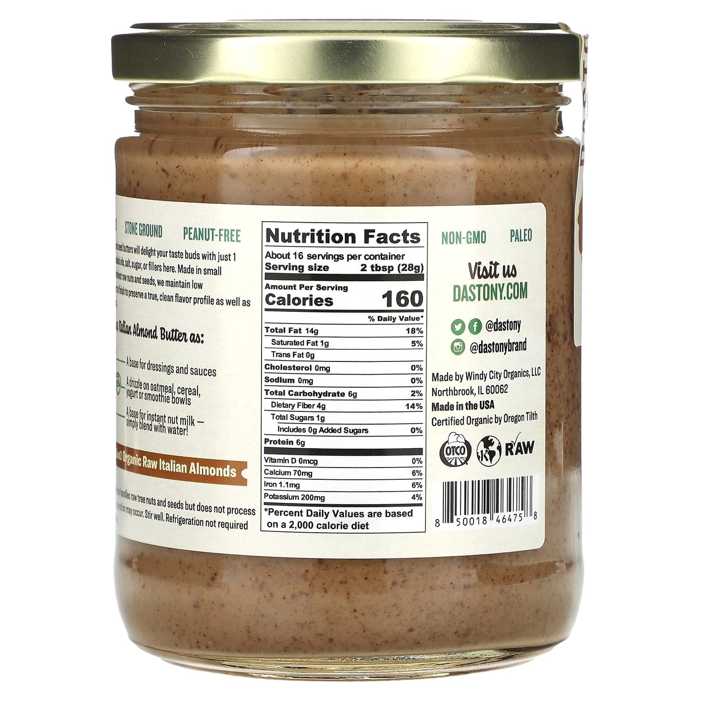 Dastony, Organic Almond Butter, 16 oz (454 g)