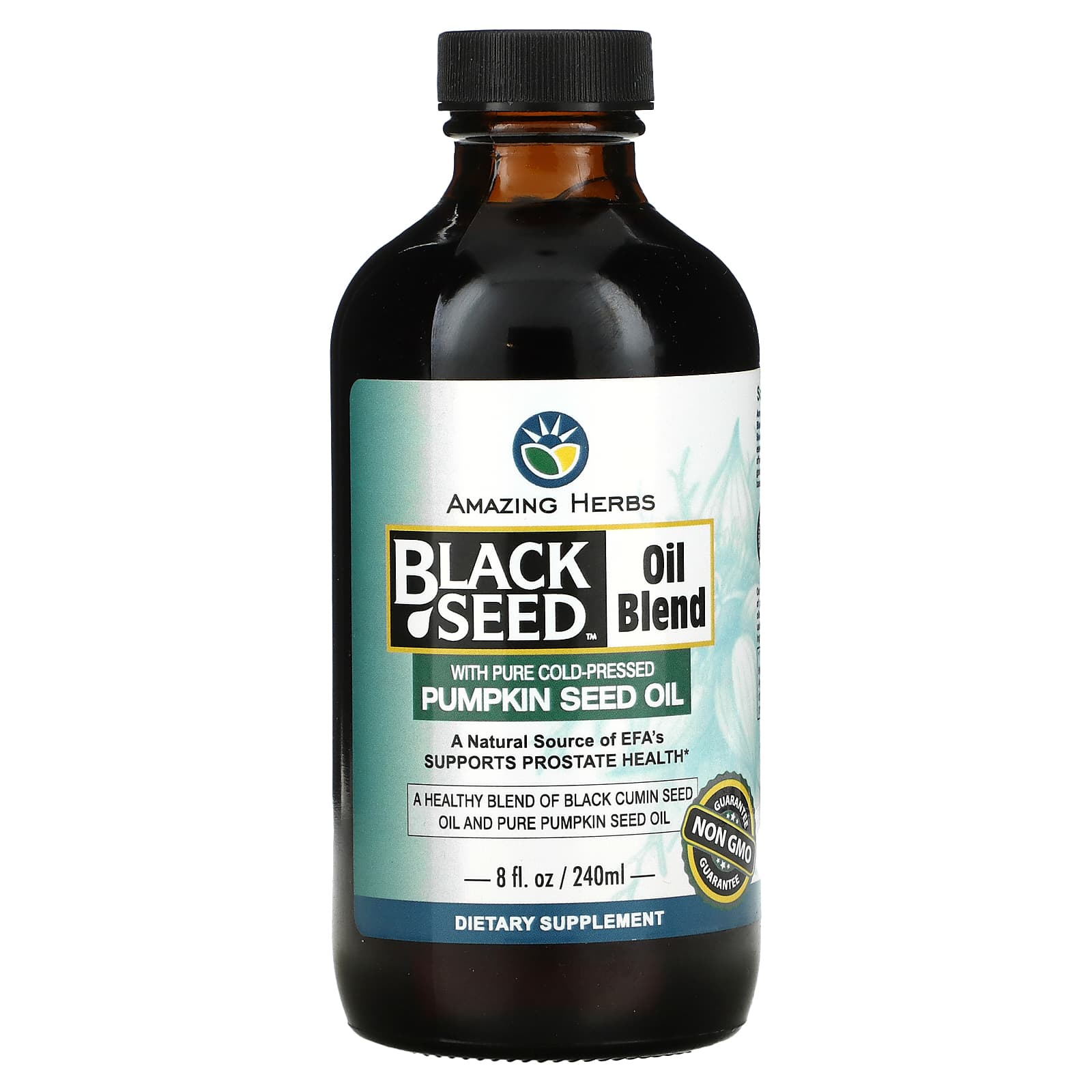 Amazing Herbs-Black Seed Oil Blend with Pure Cold-Pressed Pumpkin Seed Oil-8 fl oz (240 ml)