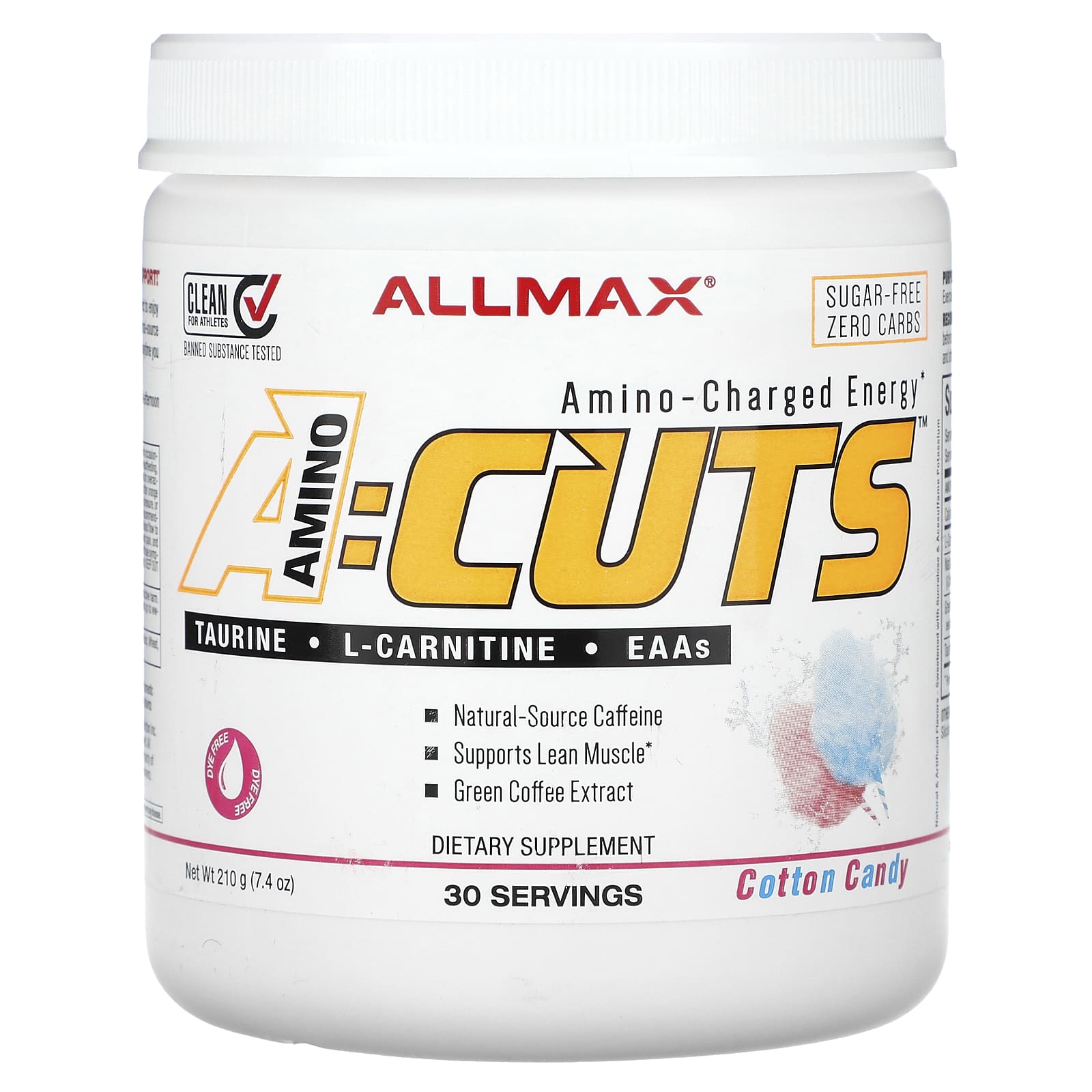 ALLMAX-ACUTS-Amino-Charged Energy-Cotton Candy-7.4 oz (210 g)