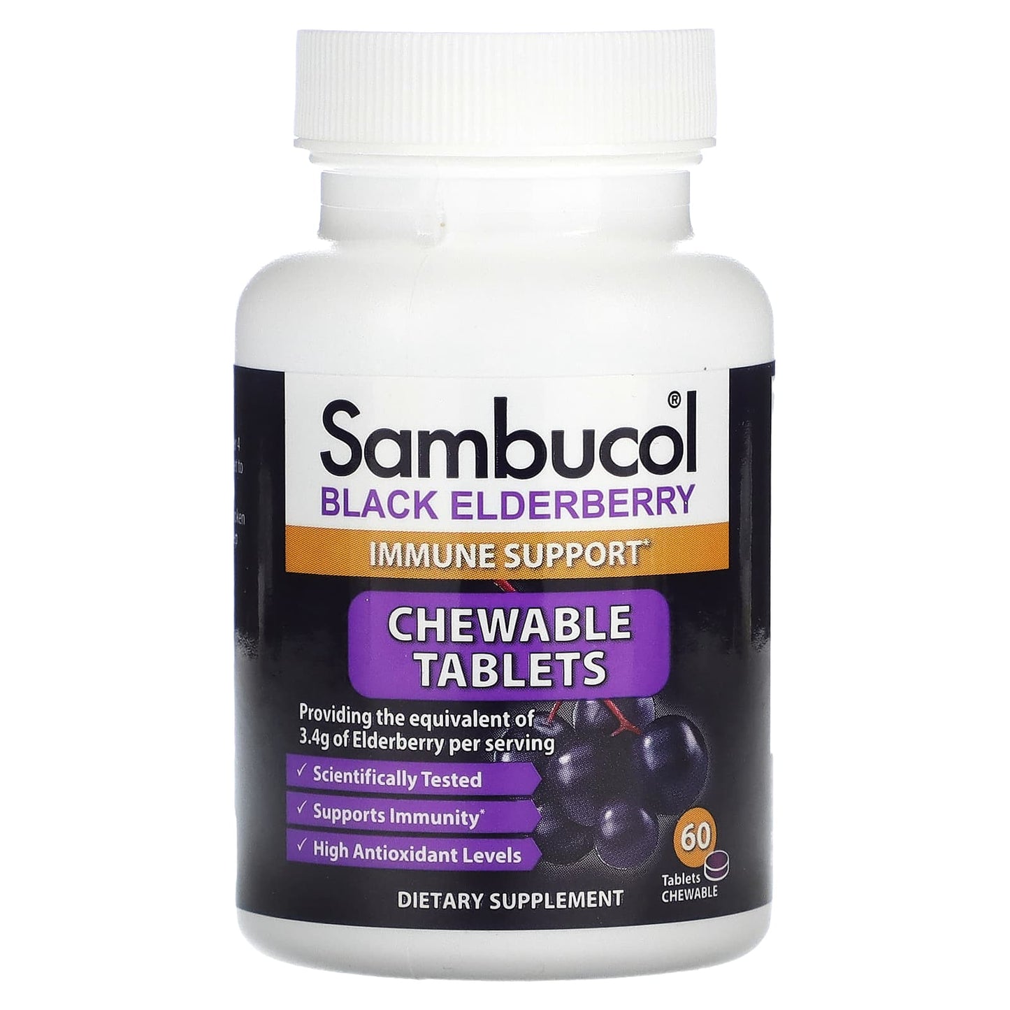 Sambucol, Black Elderberry, Immune Support, 60 Chewable Tablets