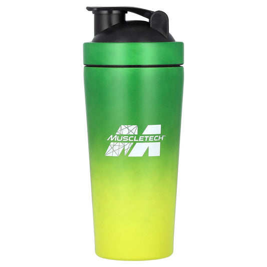 MuscleTech-Shaker Bottle-Stainless Steel-Green/Yellow-25 oz (739 ml)