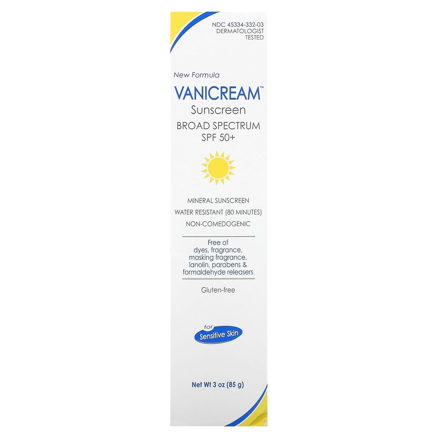 Vanicream, Sunscreen, For Sensitive Skin, SPF 50+, 3 oz (85 g)