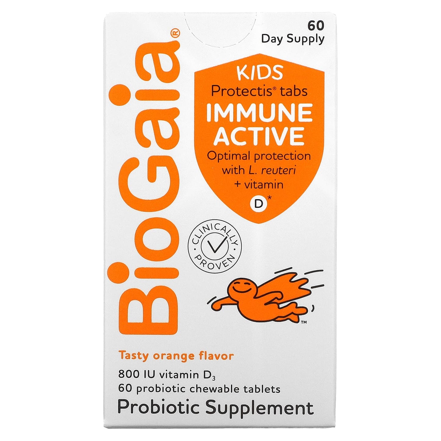 BioGaia-Kids-Immune Active with L. Reuteri + Vitamin D-Orange-60 Probiotic Chewable Tablets