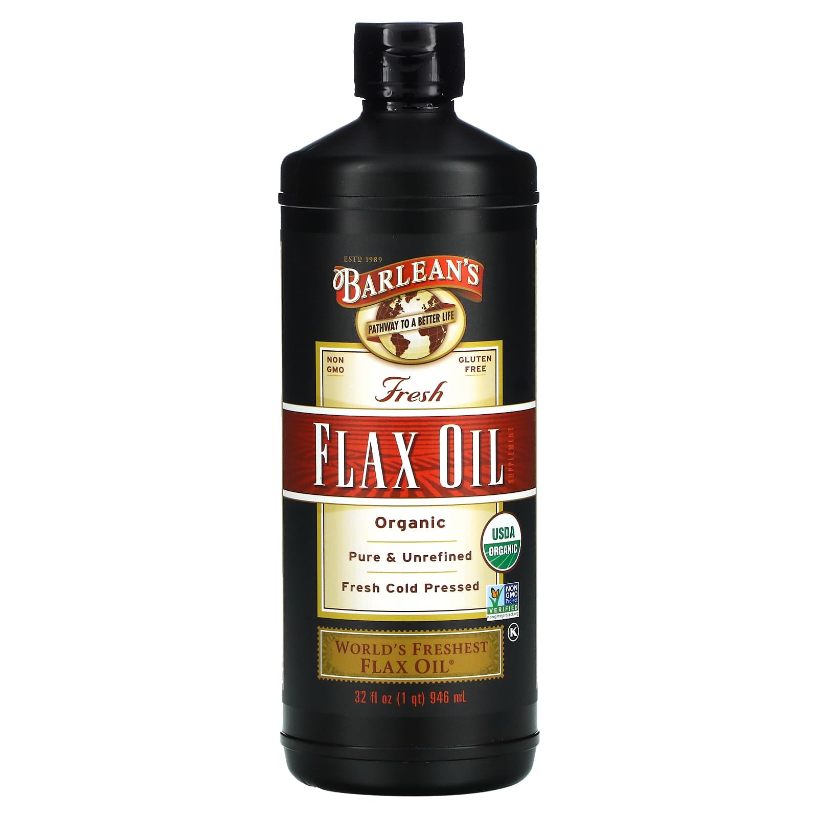 Barlean's-Organic-Fresh Flax Oil-32 fl oz (946 ml)