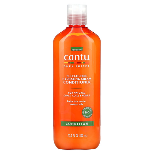 Cantu-Shea Butter Sulfate-Free Hydrating Cream Conditioner-For Natural Curls-Coils & Waves-13.5 fl oz (400 ml)