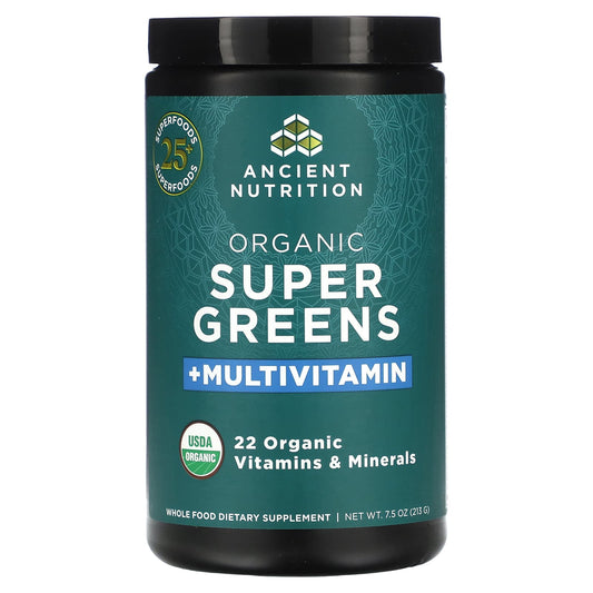 Ancient Nutrition-Organic Super Greens + Multivitamin-7.5 oz (213 g)