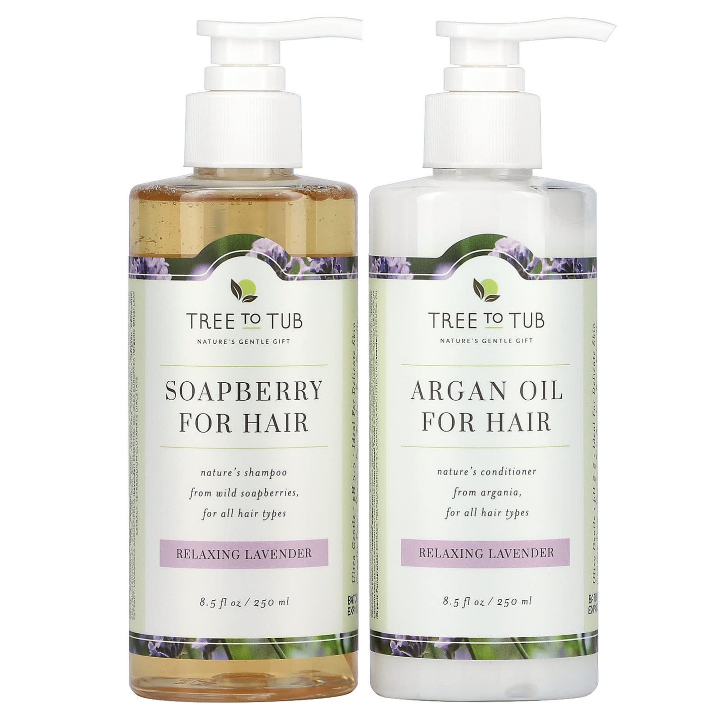 Tree To Tub-Soapberry Hair Care Set-For All Hair Types-Relaxing Lavender-2 Piece Set-8.5 fl oz (250 ml) Each