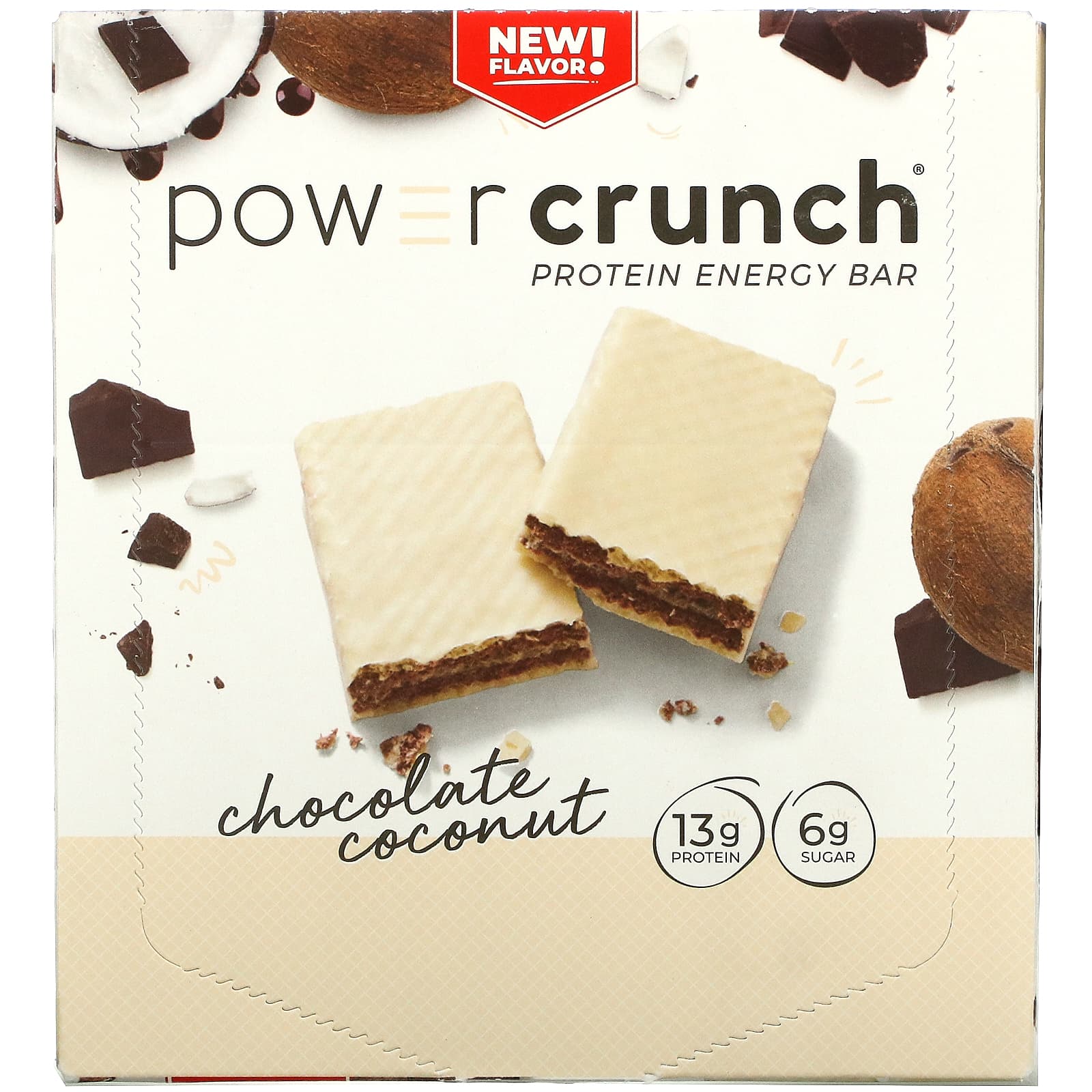 BNRG-Power Crunch Protein Energy Bar-Chocolate Coconut-12 Bars-1.4 oz (40 g) Each