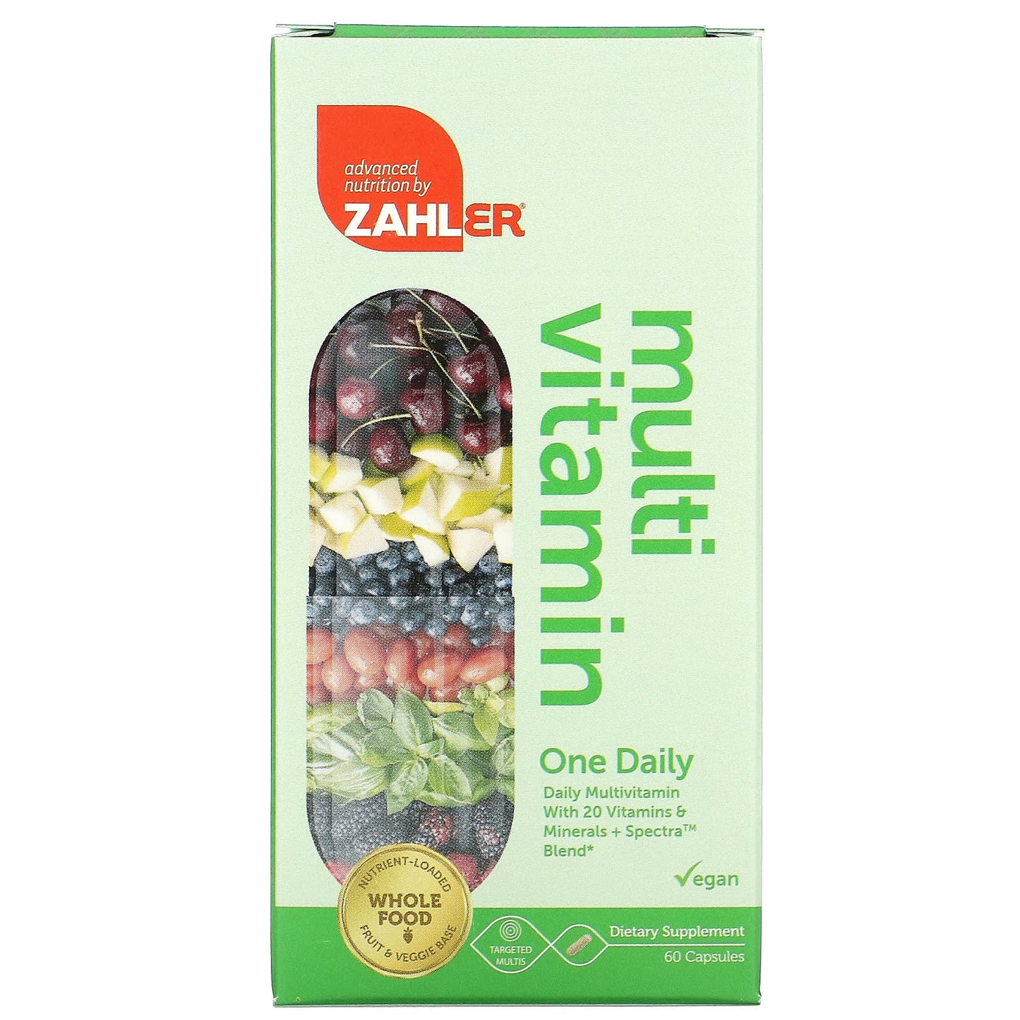 Zahler-One Daily-Daily Multivitamin with 20 Vitamins & Minerals + Spectra Blend-60 Capsules