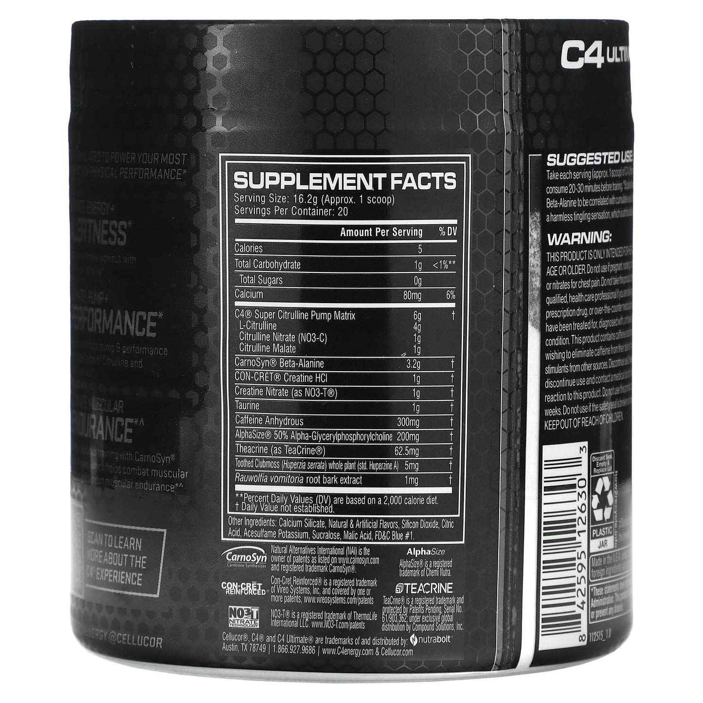 Cellucor, C4 Ultimate, Pre-Workout, Arctic Snow Cone, 11.4 oz (324 g)