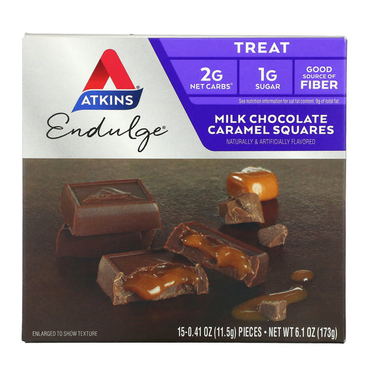 Atkins-Treat-Milk Chocolate Caramel Squares-15 Pieces-0.41 oz (11.5 g) Each