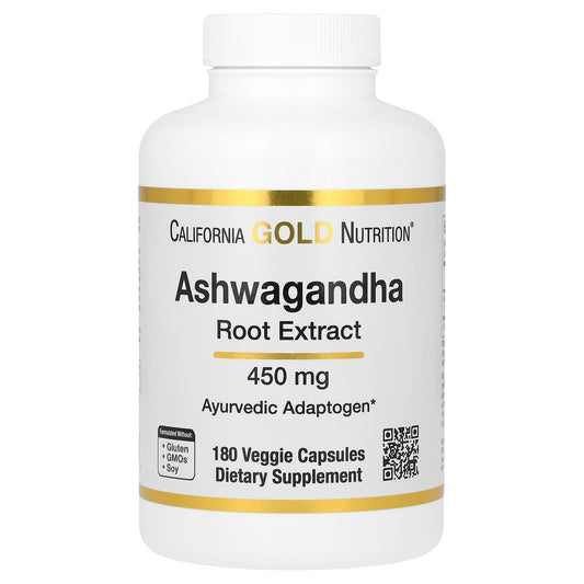 California Gold Nutrition-Ashwagandha-450 mg-180 Veggie Capsules