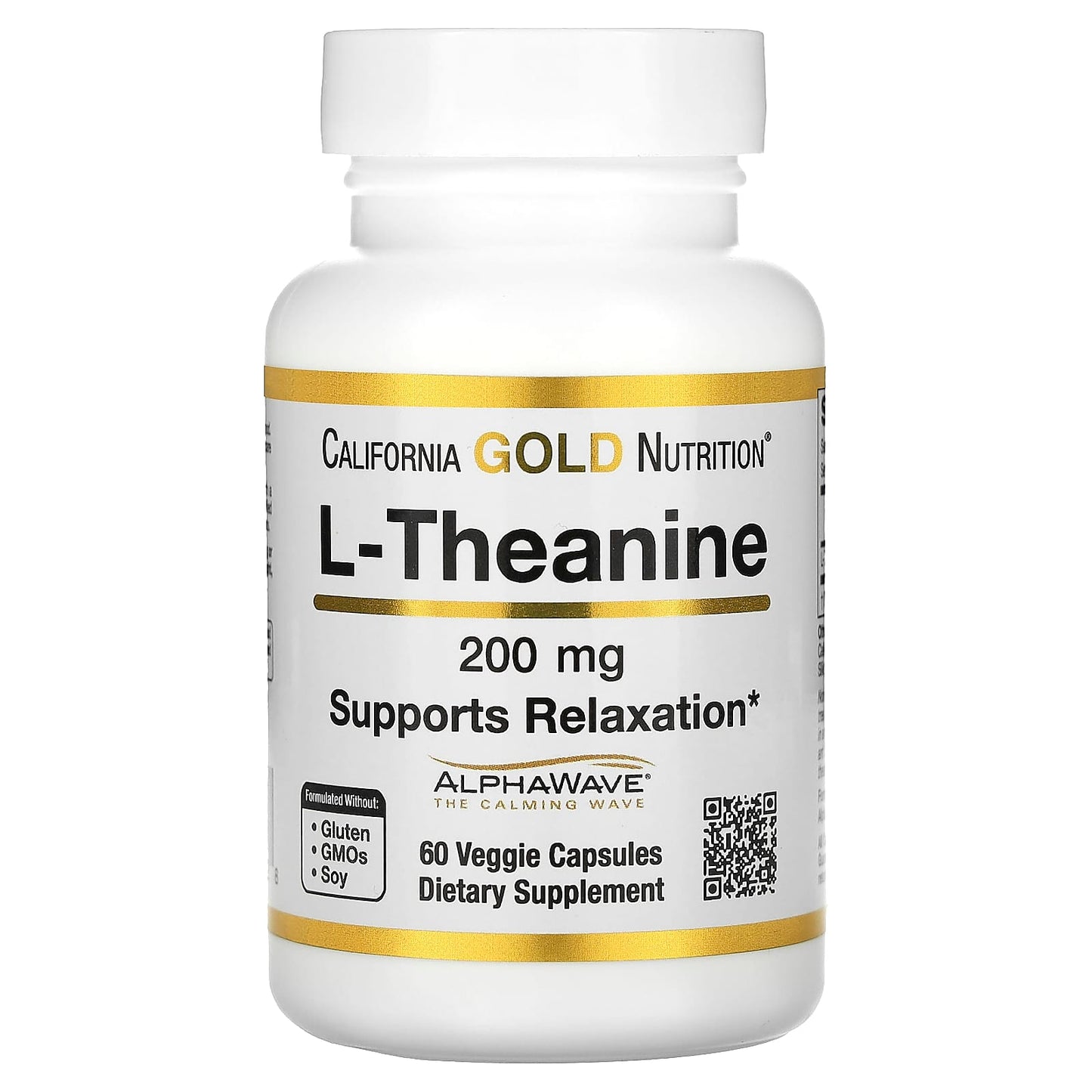 California Gold Nutrition-L-Theanine-Featuring AlphaWave-200 mg-60 Veggie Capsules