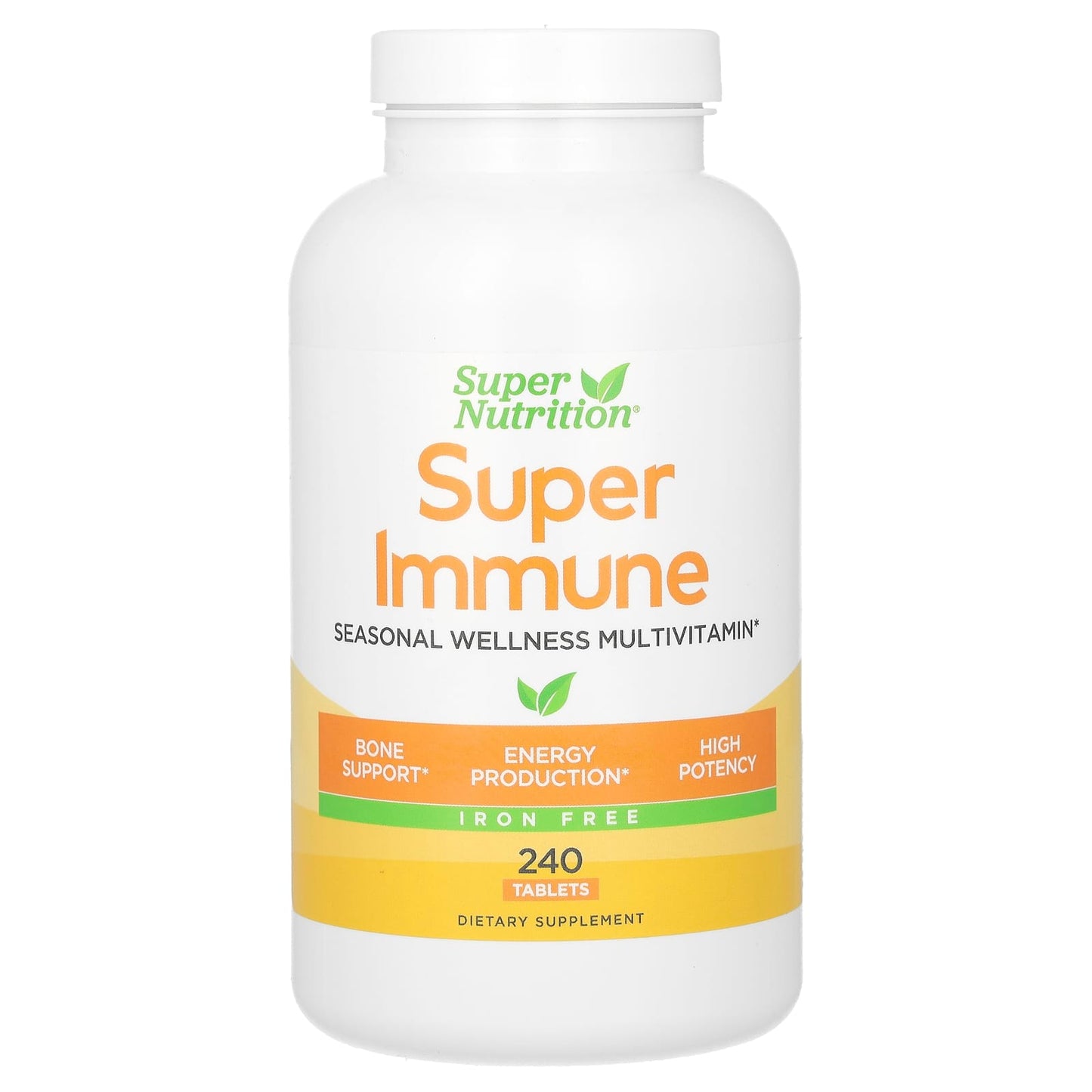 Super Nutrition-Super Immune-Immune-Strengthening Multivitamin with Glutathione-Iron-Free-240 Tablets