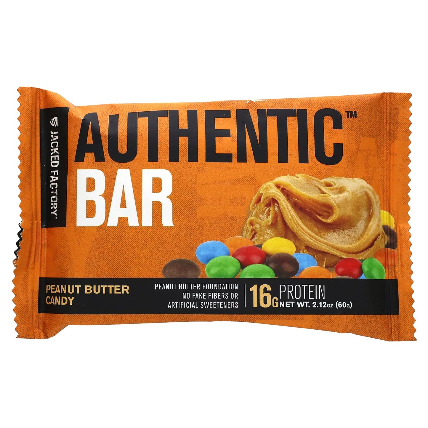 Jacked Factory, Authentic Bar, Protein Bar, Peanut Butter Candy, 12 Bars, 2.12 oz (60 g) Each