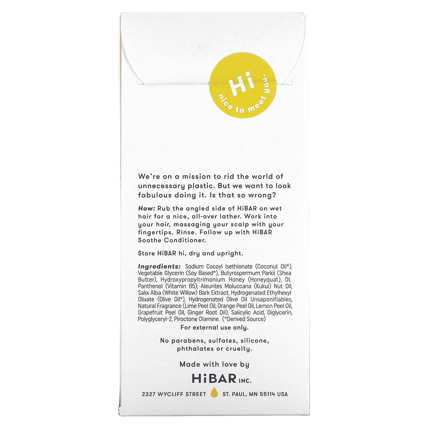 HiBAR, Solid Shampoo, Soothe, 1 Bar, 3.2 oz (90 g)