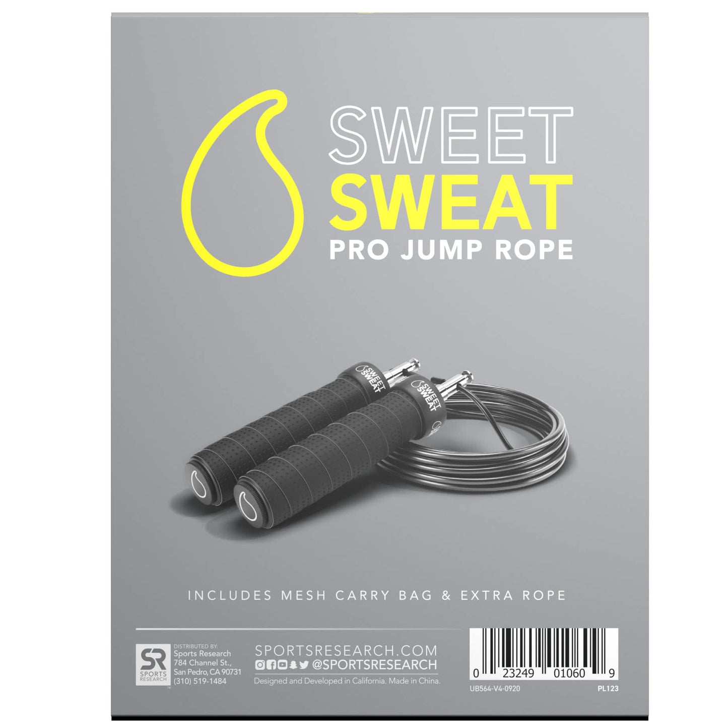 Sports Research, Sweet Sweat, Pro Jump Rope, Black, 1 Jump Rope