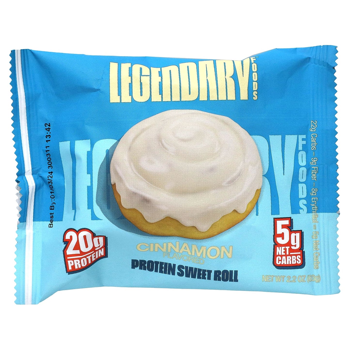 Legendary Foods, Protein Sweet Roll, Cinnamon, 8 Pack, 2.2 oz (63 g) Each