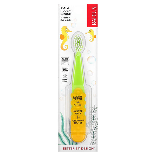 RADIUS-Totz Plus Brush-3 Years +-Extra Soft-Green/Yellow-1 Toothbrush