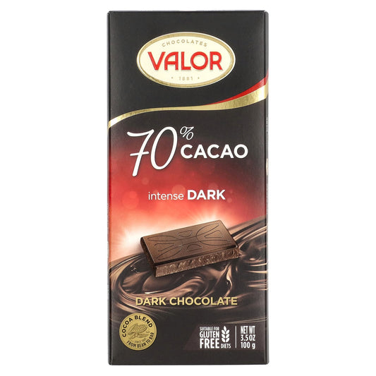 Valor-Intense Dark Chocolate-70% Cacao-3.5 oz (100 g)