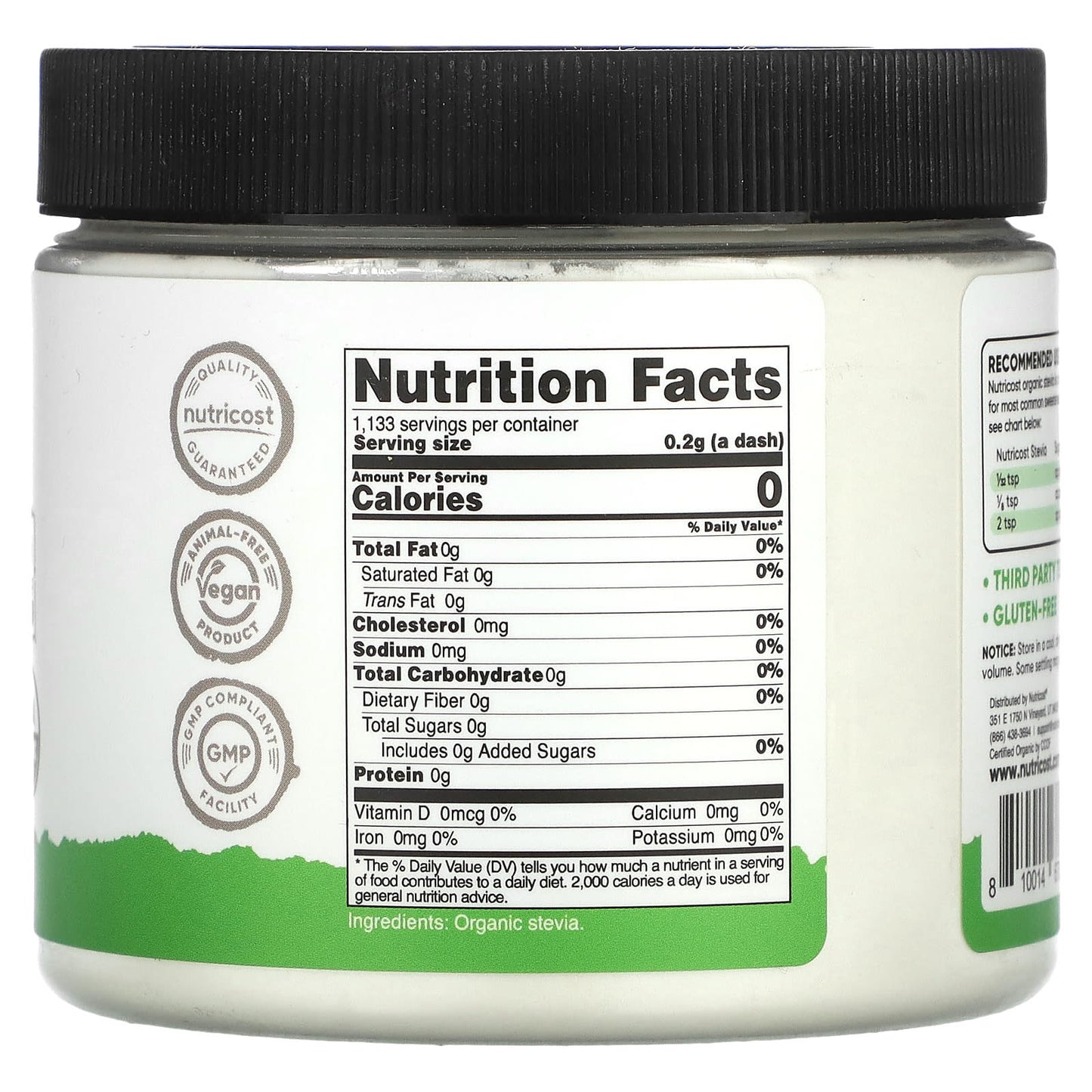 Nutricost, Pantry, Organic Stevia, 8 oz (227 g)