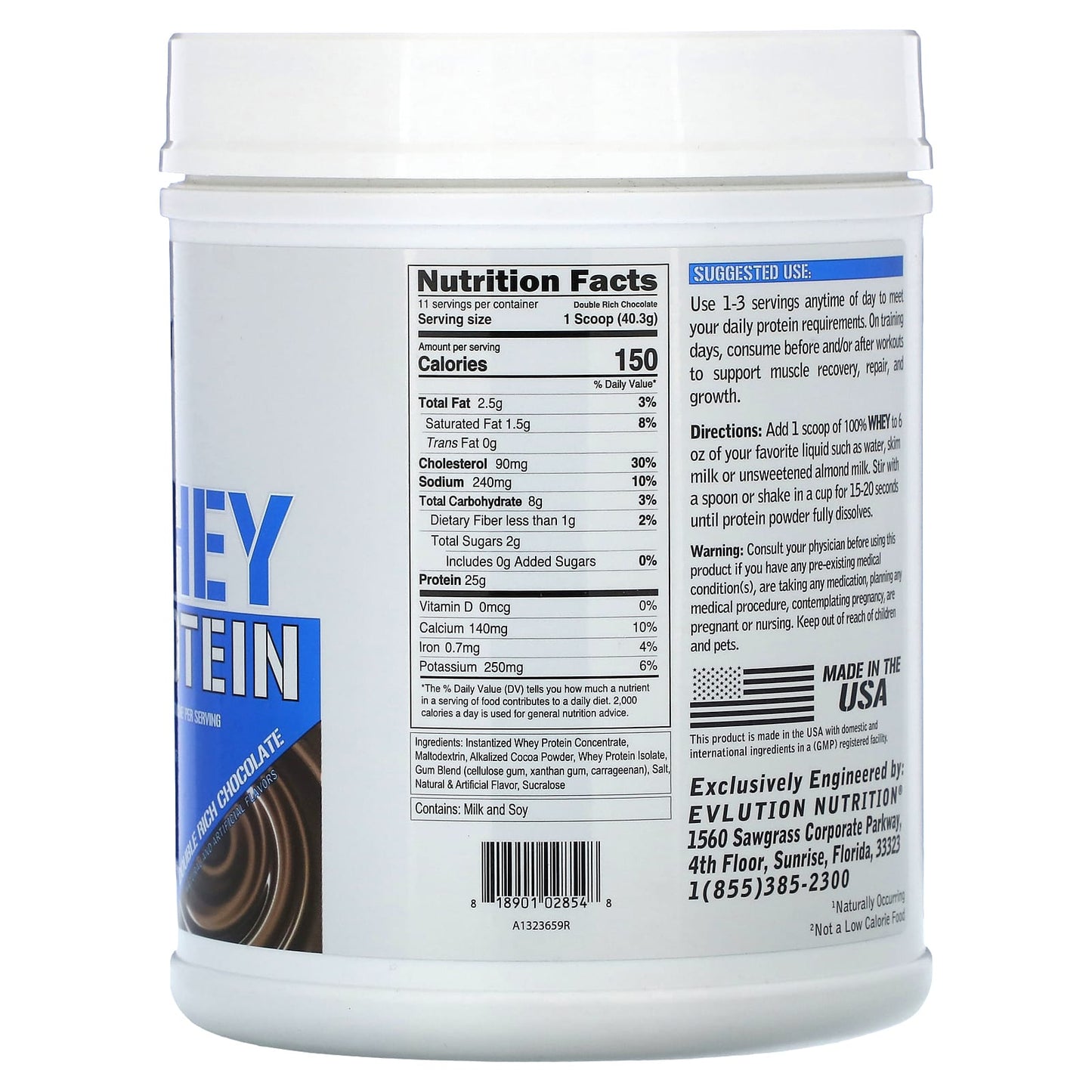 EVLution Nutrition, 100% Whey Protein, Double Rich Chocolate, 1 lb (454 g)