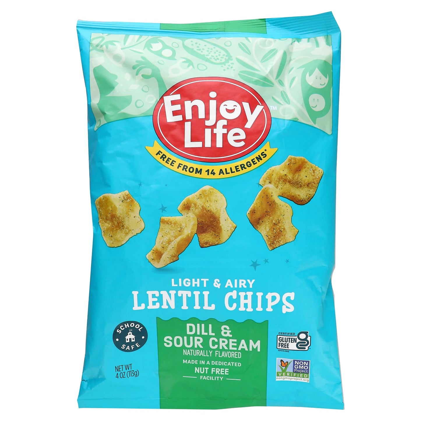 Enjoy Life Foods-Light & Airy Lentil Chips-Dill & Sour Cream -4 oz (113 g)